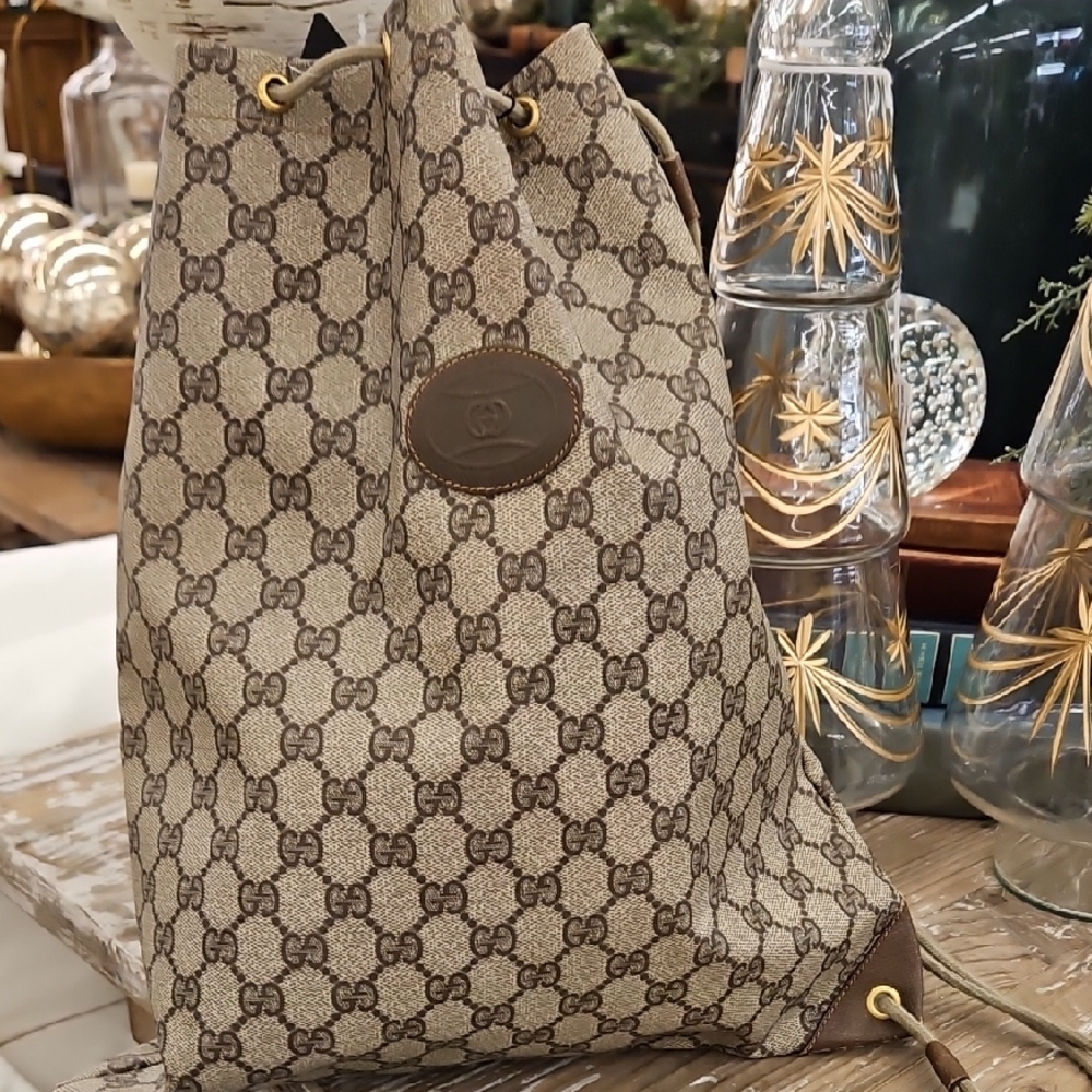 Gucci Beige and Brown Monogram Backpack